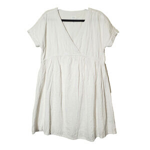 Sigrid‎ Olsen Dress Womens Small Linen Blend SHIFT White Babydoll Mini Beach